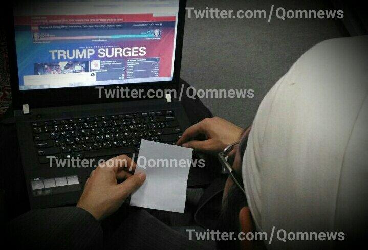 Iranian religious leader in Qom watching news reports on the US election Iranian religious leader in Qom watching news reports on the US election