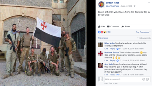 Picture from the Facebook page of the Britain First movement