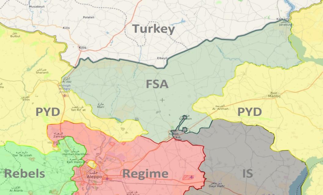 Map of territorial control in northern Aleppo, Syria Source: Liveuamap Map of territorial control in northern Aleppo, Syria Source: Liveuamap