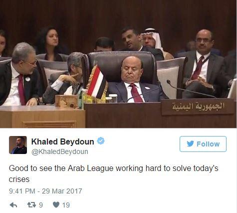 Delegates to the 2017 Arab League Summit apparently sleeping. From Twitter Delegates to the 2017 Arab League Summit apparently sleeping. From Twitter