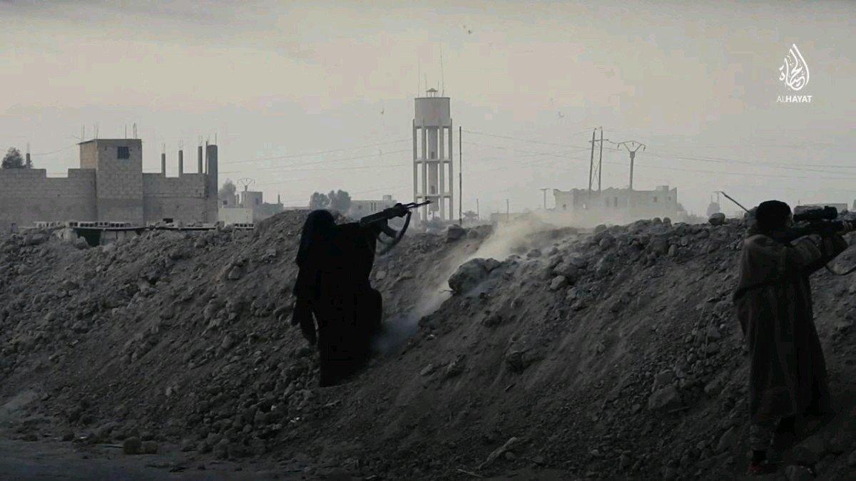 An image released by the Al Hayat Foundation which ostensibly depicts women as combatants in the service of ISIS An image released by the Al Hayat Foundation which ostensibly depicts women as combatants in the service of ISIS