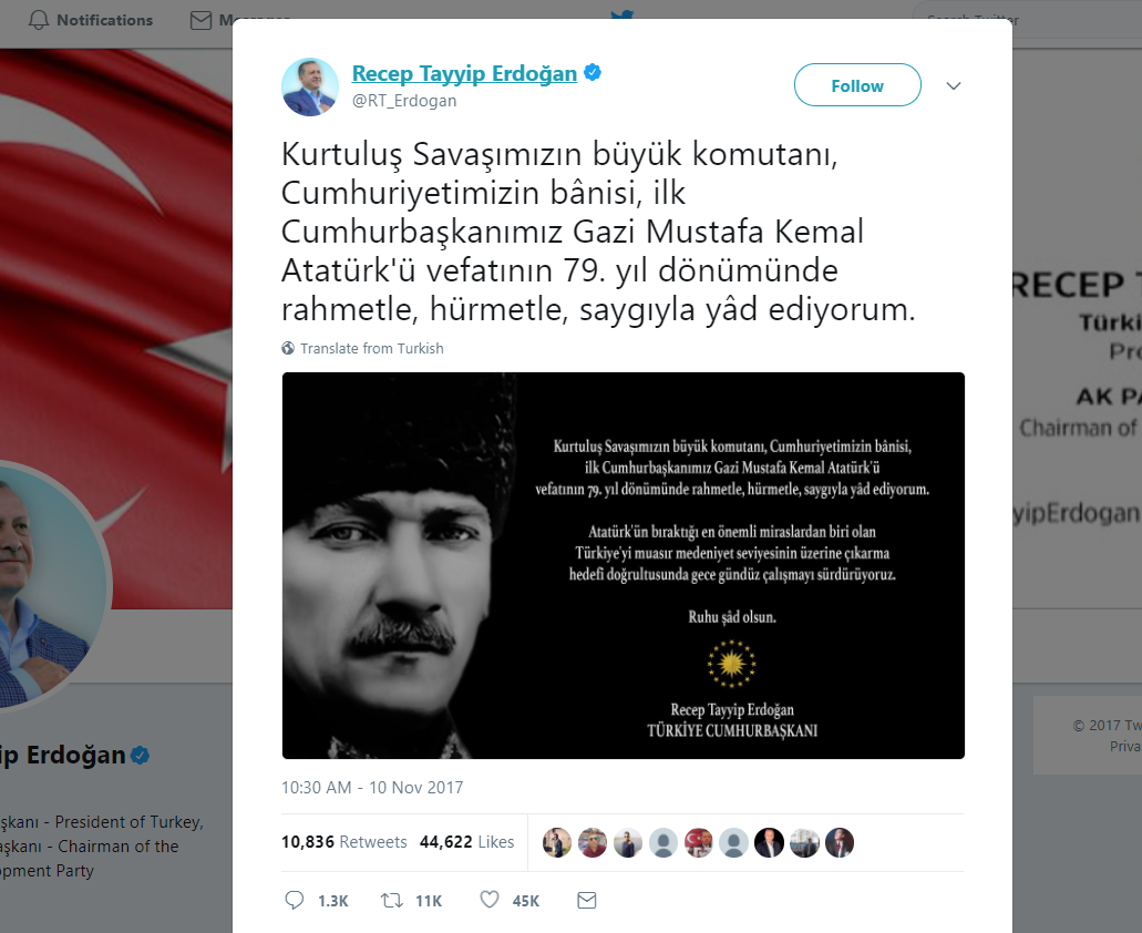 From Erdogan's official Twitter feed. From Erdogan's official Twitter feed.