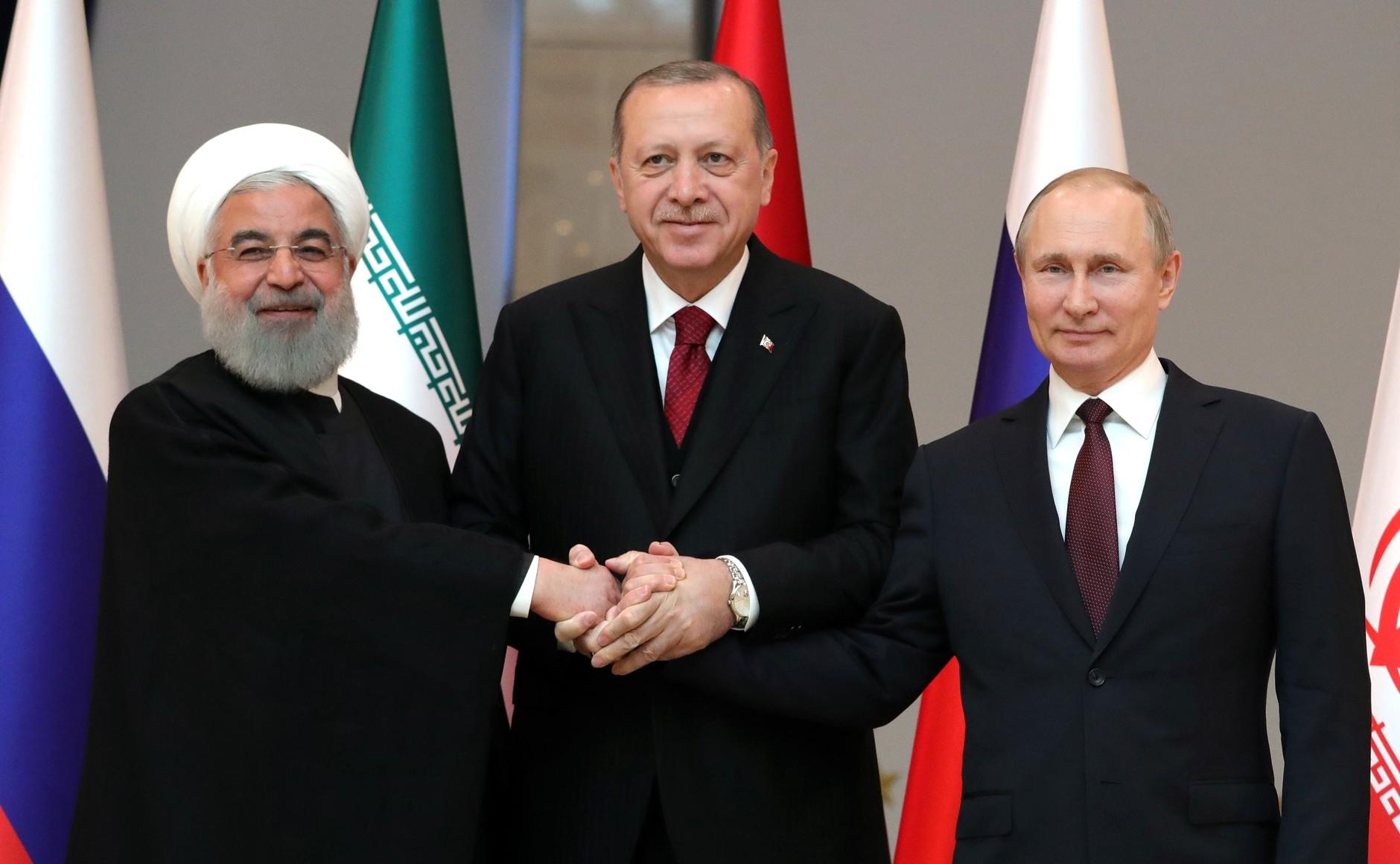 Hassan Rouhani, Vladimir Putin, and Recep Tayyip Erdoğan