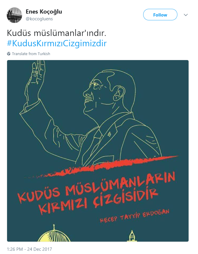 Poster stating: “Jerusalem is the red line for Muslims,” from Twitter. Poster stating: “Jerusalem is the red line for Muslims,” from Twitter.